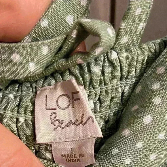 Loft beach romper polka dot square neck with pockets ruched back. Large. NWT - Picture 9 of 11